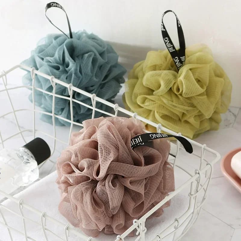 Boules d'éponge de bain en maille douce, brosse de nettoyage en Nylon, bouffante de douche, nettoyant pour le corps, épurateurs exfoliants, boule de bain, fournitures de salle de bains