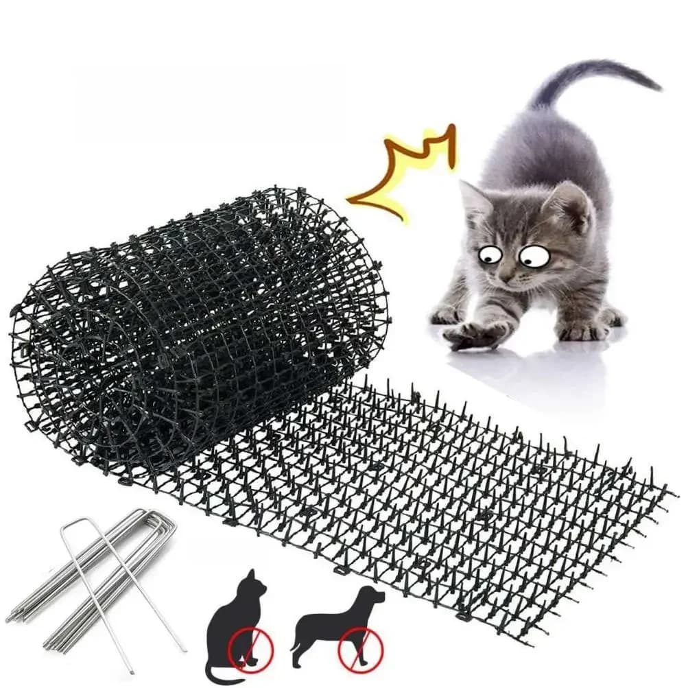 Tapis anti-chats et chiens noir/blanc pour jardin, avec picots dissuasifs, bande anti-crevaison, fournitures de jardin extérieur