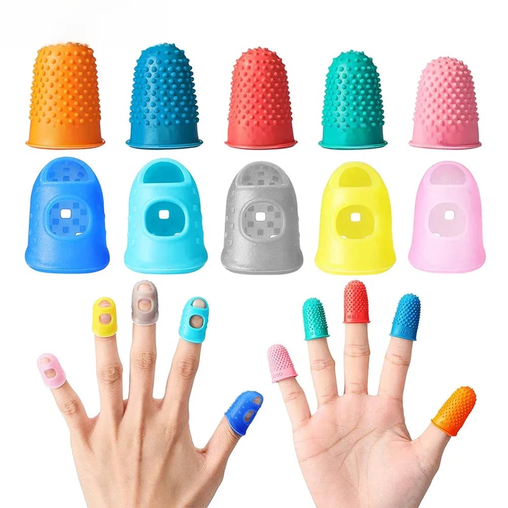 10/5 pièces dé à coudre en caoutchouc respirant protection Silicone doigt dé à coudre doigt couverture casquettes Quilting couture couture artisanat