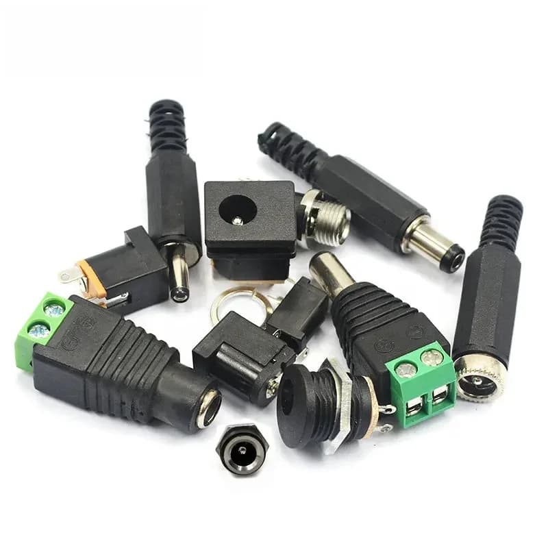 Prise d'alimentation cc mâle et femelle, 5 pièces, 5.5x2.1MM 5.5x2.5MM 3.5x1.35MM 5.5x2.1, adaptateur Jack, connecteur, prise dorée DC-022B DC-025M
