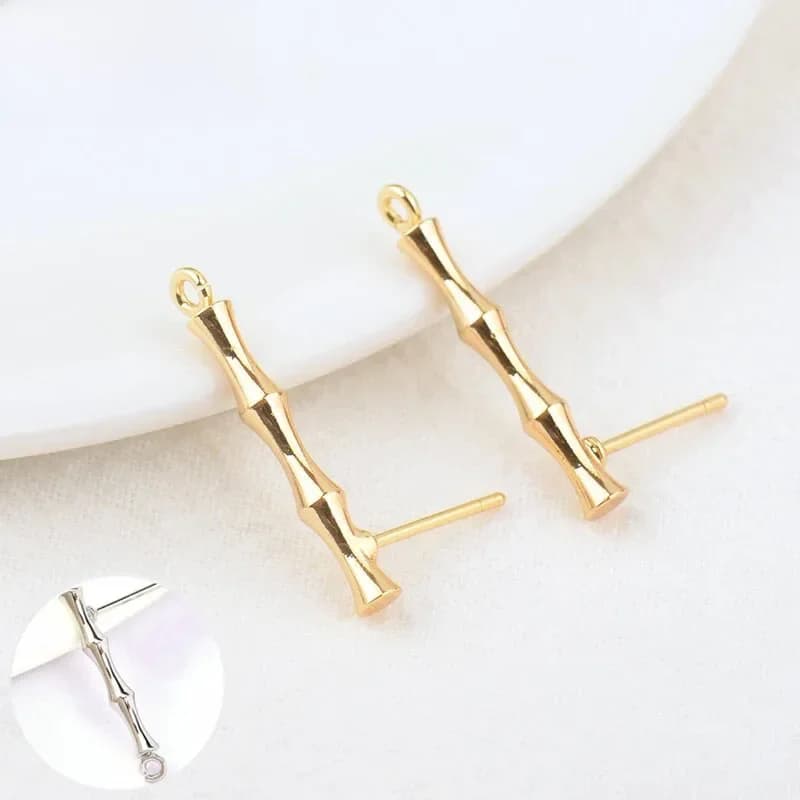 (2251)6 pièces 20x3MM trou 1.5MM 24K couleur or laiton bambou boucles d'oreilles de haute qualité bijoux à bricoler soi-même faisant des résultats accessoires
