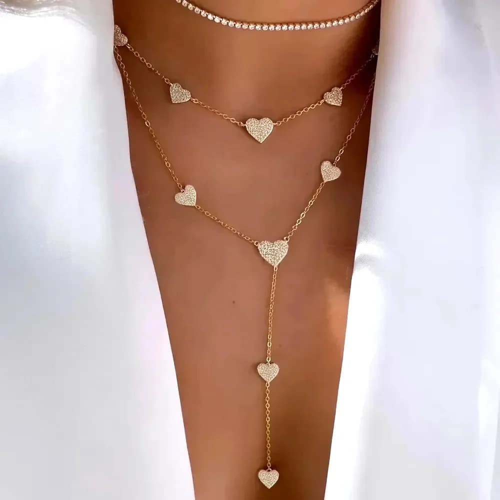 Collier à Breloques en Forme de Cœur, Micro Pavé Blanc CZ, Bijoux à la Mode pour Petite Amie, Nouvelle Collection 2025