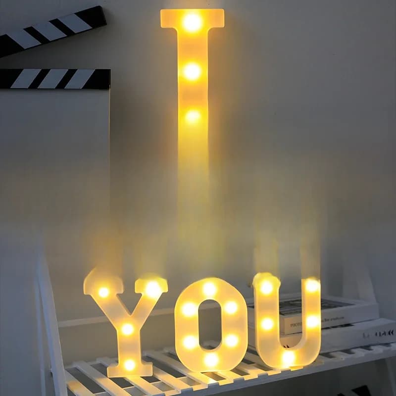 Alphabet lettre LED lumières lumineux numéro lampe décor batterie veilleuse pour la maison mariage anniversaire fête de noël décoration