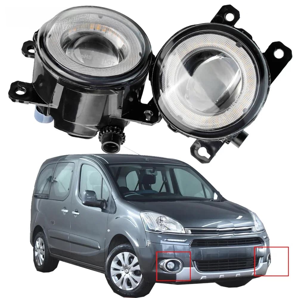 Ensemble de phares antibrouillard LED pour voiture, Angel Eye, DRL, feux diurnes, cristaux Berlingo B9, 2012, 2013, 2014, 2015, 30W, 8000LM, 12V, 2 pièces