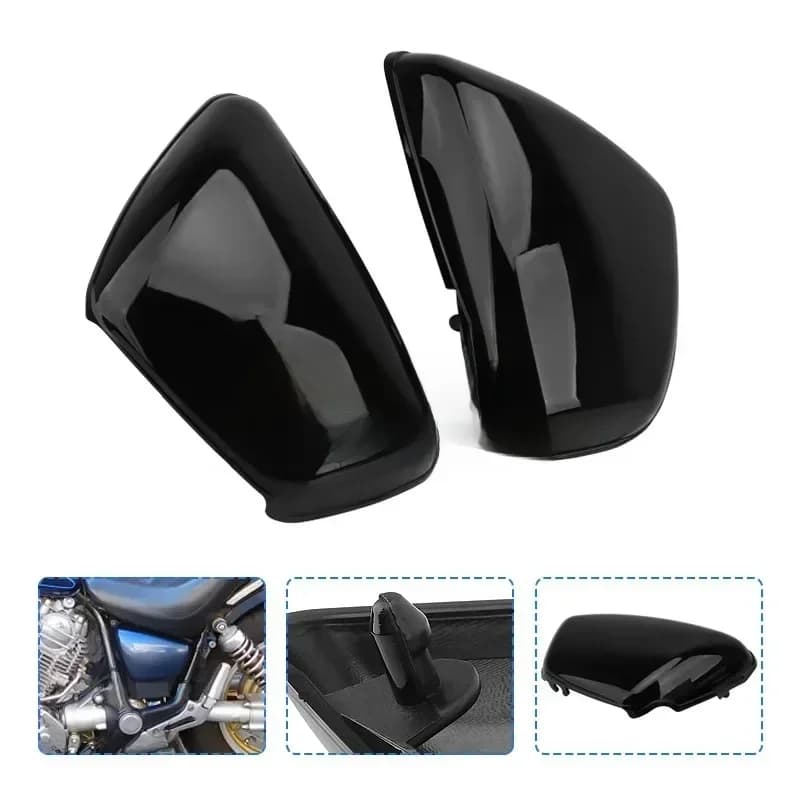 Couvercle de carénage de batterie de moto pour Yamaha XV 700 750 1000 1100 Virago 1984-up, couvercle latéral gauche et droit, couvercle de Protection noir