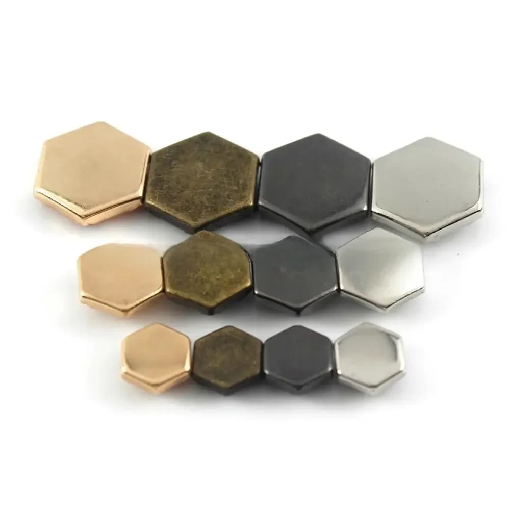 100 ensembles métal hexagone simple capuchon Rivets goujons attache en cuir artisanat ceinture sangle sac vêtements vêtements chaussures décor accessoires