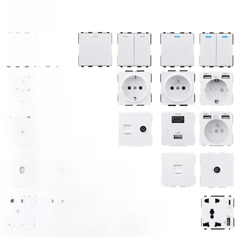 COSWALL – panneau mural PC blanc série E20, prise ue française, compatible HDMI, USB type-c 18W, chargeur rapide, Module TV RJ45, bricolage