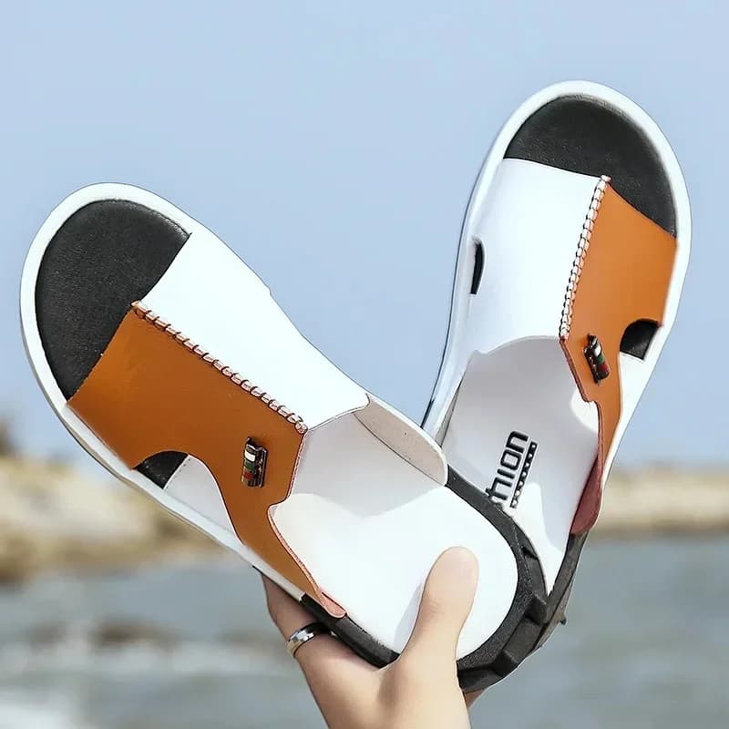 Sandales d'été en cuir pour hommes, confortables, décontractées, à enfiler, pantoufles à la mode, Zapatillas zones bregh4