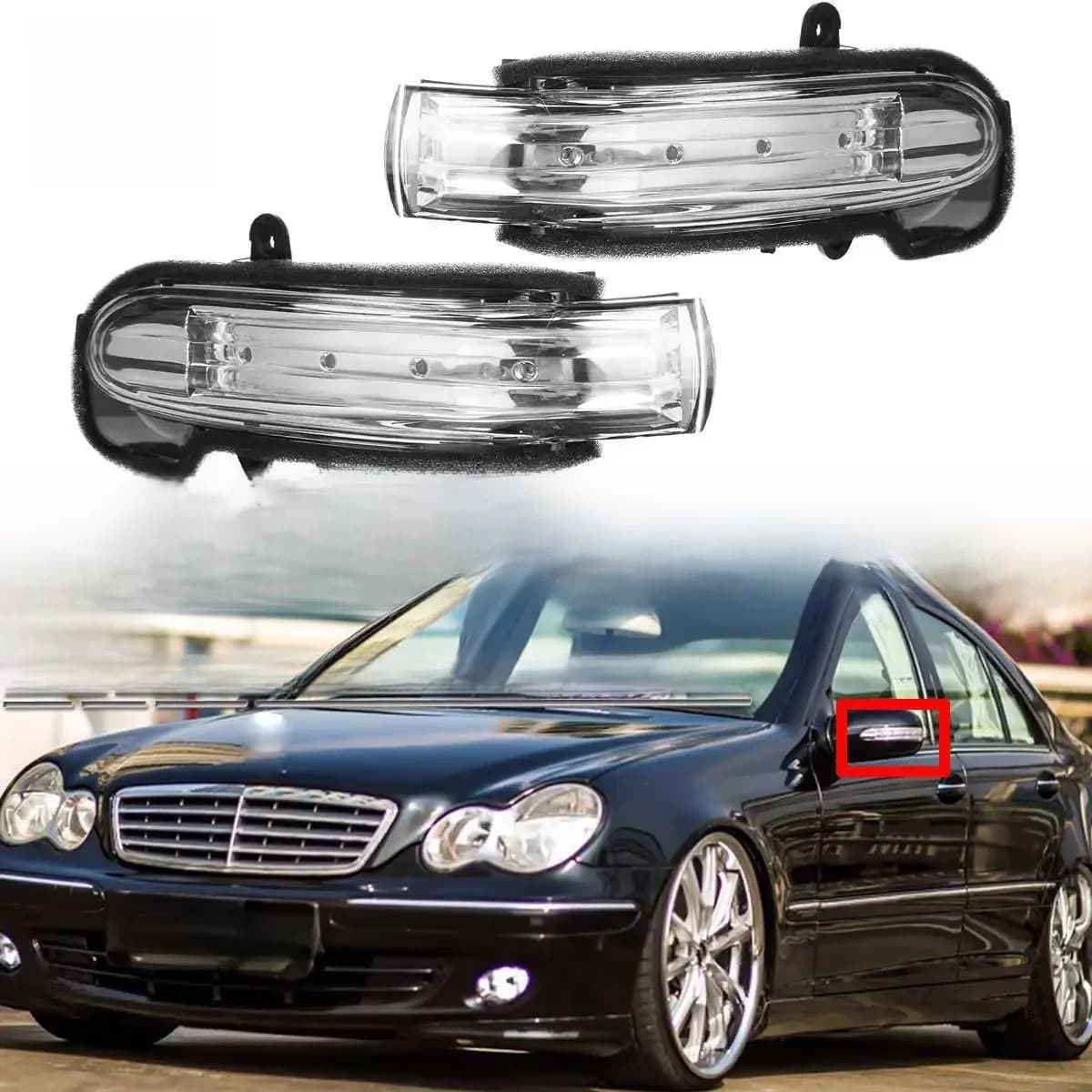 Clignotant de Rétroviseur LED pour Mercedes-Benz W203 C203 4 Portes 04-07, Lampe de Rétroviseur Latéral, Indicateur Lumineux