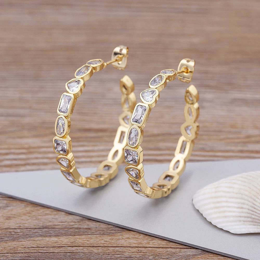 Nidin – boucles d'oreilles créoles en zircone cubique, couleur or, grand cercle, bijoux d'oreille, cadeaux d'anniversaire fins, accessoires, qualité supérieure