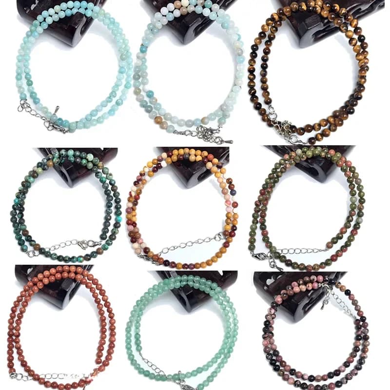Collier en pierre d'oeil de tigre Labradorite naturelle pour femmes, Agate, perles de 4mm, ras du cou, bijoux de mariée, cadeaux de fête