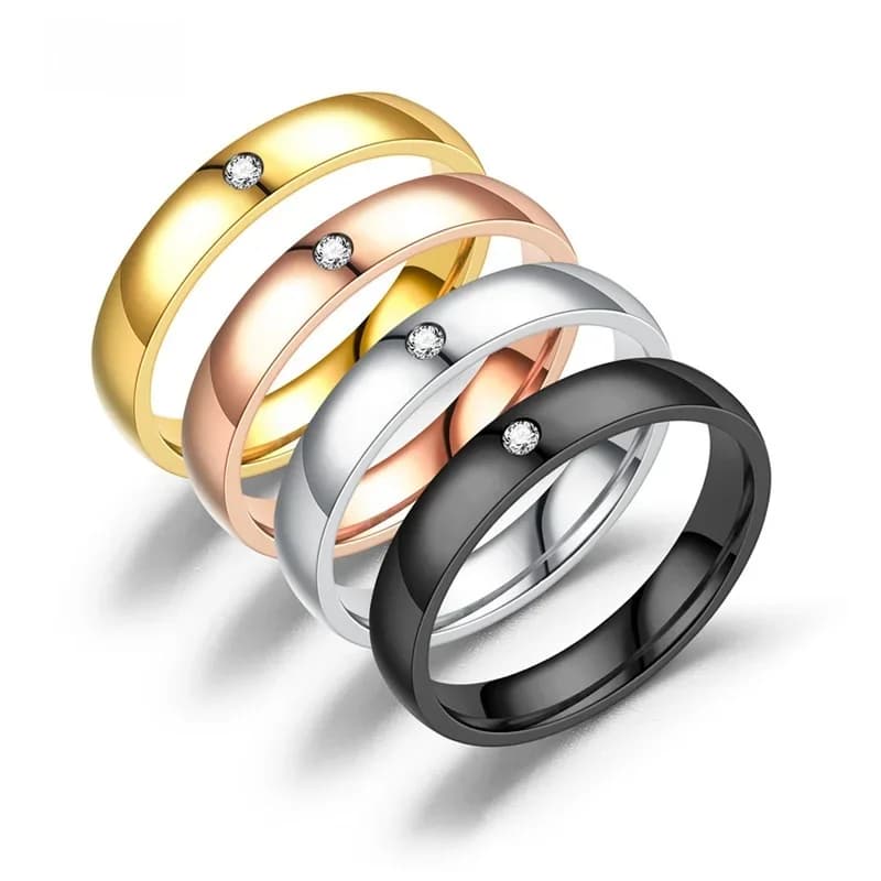 Bten – bague de mariage en cristal pour femmes, bijoux de Style tendance, en acier inoxydable, avec strass, disponible en noir, argent, Rose ou or