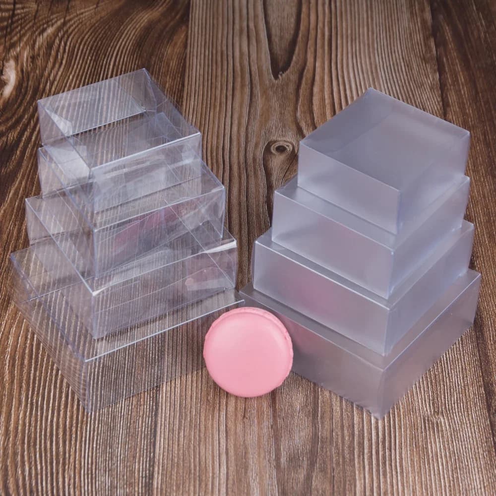 Boîtes en plastique transparentes faites à la main pour cadeaux, emballage de macaron Regina, boîte à bonbons, faveur de fête de mariage, 256 PVC, 50 pièces