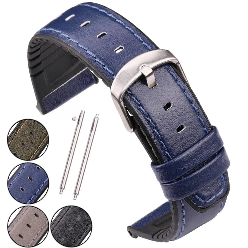 Bracelet de montre en cuir véritable étanche et respirant pour hommes et femmes, bracelets de montre en caoutchouc, bracelet pour Gear Ltd, Samsung Gear S3, 22mm