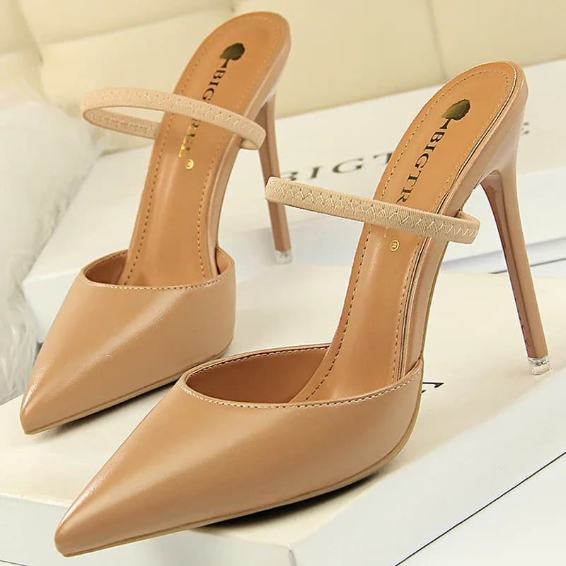 BIGTREE chaussures sandales femmes 2026 été talons hauts pantoufles Pu sandales à talons aiguilles dames chaussures mode femme chaussures pompes