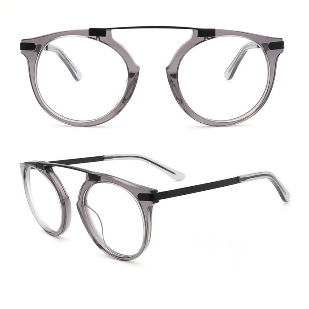Hommes monture de lunettes ronde femmes montures de lunettes optiques Transparent gris clair métal lunettes de Prescription rétro Vintage lunettes