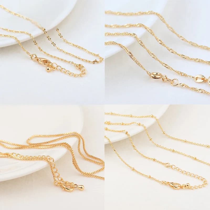 (3812) longueur 40CM 45CM 24K couleur or laiton fini collier chaîne de haute qualité bijoux à bricoler soi-même faisant des résultats accessoires