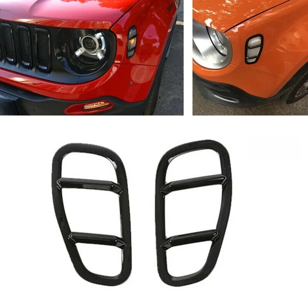 Protecteur de phare latéral noir, 2 pièces, garniture décorative pour Jeep Renegade 2015 – 2019, accessoires extérieurs de voiture