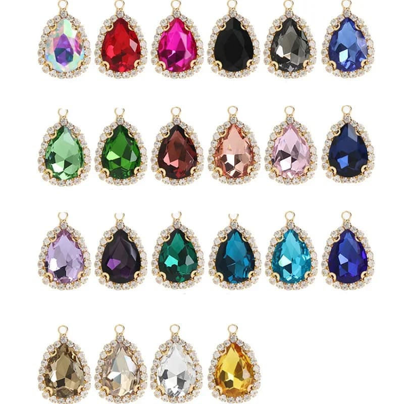 10 pièces de breloques en cristal de verre, strass, pendentifs, connecteurs en cuivre pour la fabrication de bijoux DIY, boucles d'oreilles, collier, pendentif