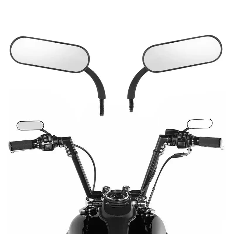 Rétroviseur de moto noir carré ovale latéral, pour Harley Touring Electra Glide Dyna Fatboy Softail Sportster