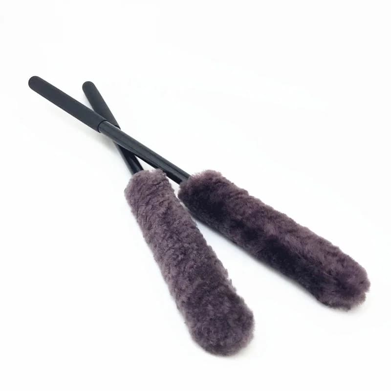 Lucullan 38CM laine naturelle roue de lavage de voiture barils brosses 100% peau de mouton Premium fibres Super douces laine