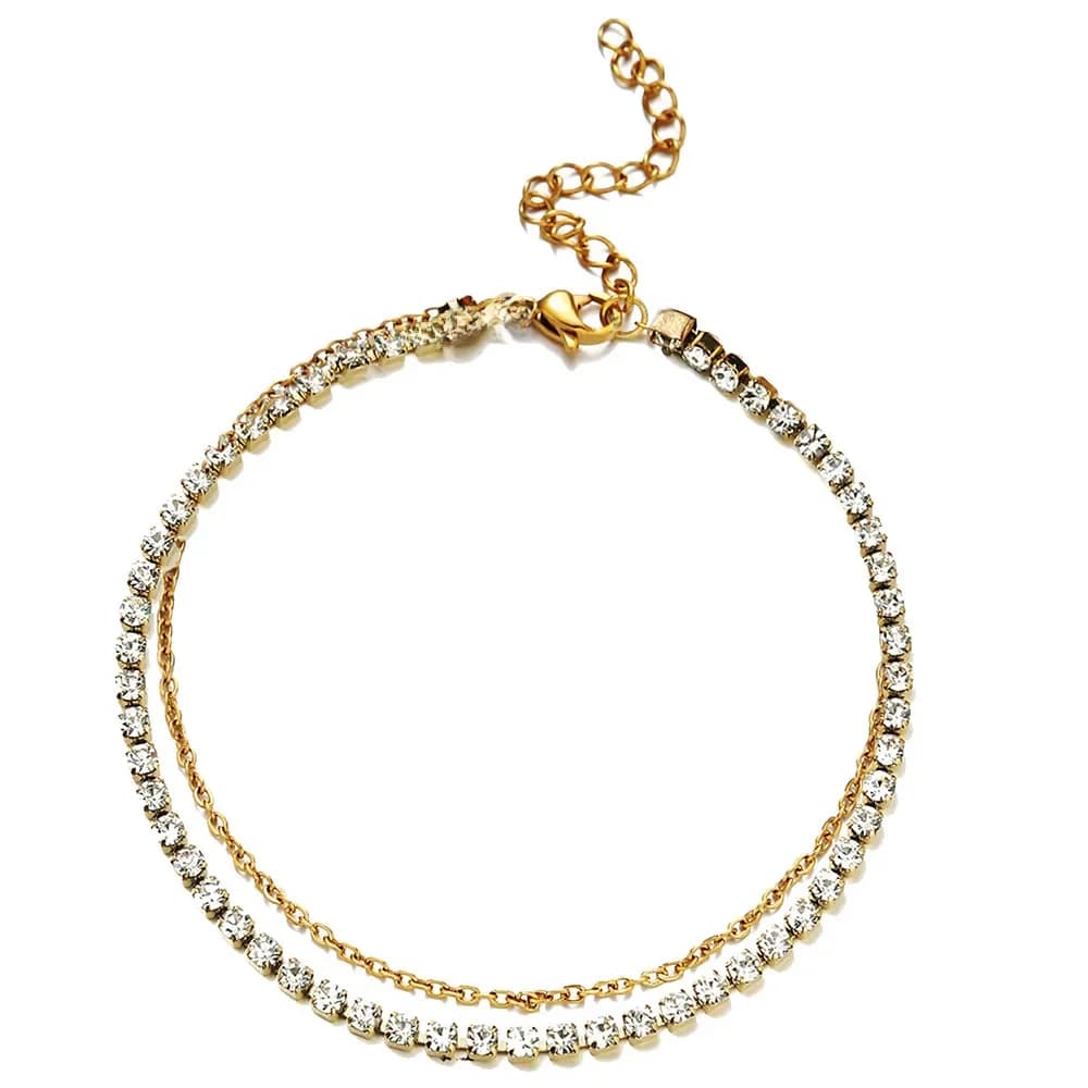 MinaMaMa-Bracelet de cheville en acier inoxydable avec biscuits pour femme, bracelet de cheville en cristal, bijoux de plage, yoga, été