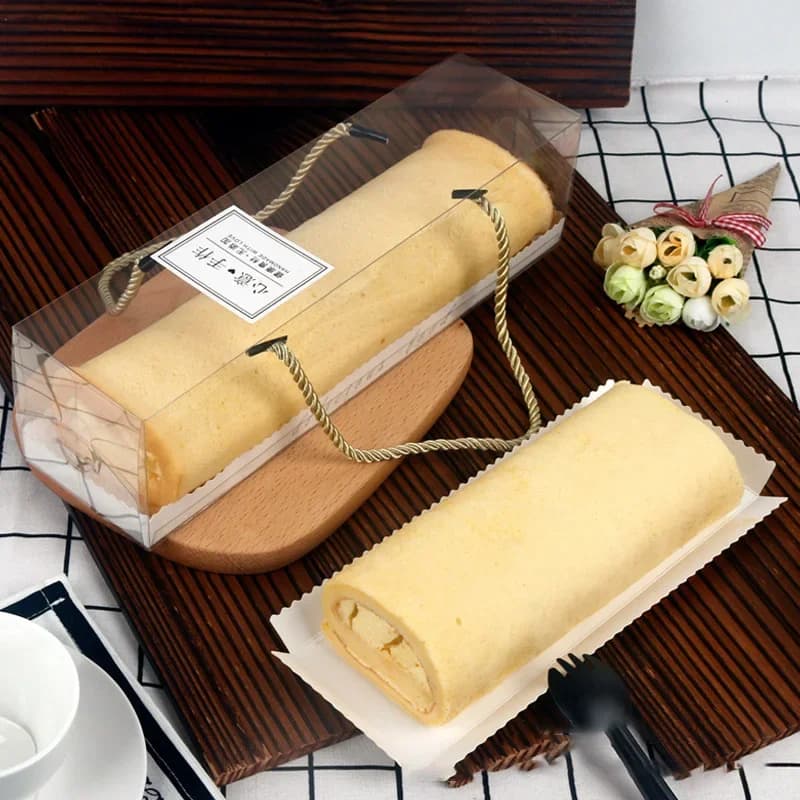 Boîte à gâteaux en plastique transparente, rouleau suisse Portable, avec plateau en papier, Cupcake, mooncake, emballage en PET, boîte-cadeau, conteneur à Dessert, 10 pièces
