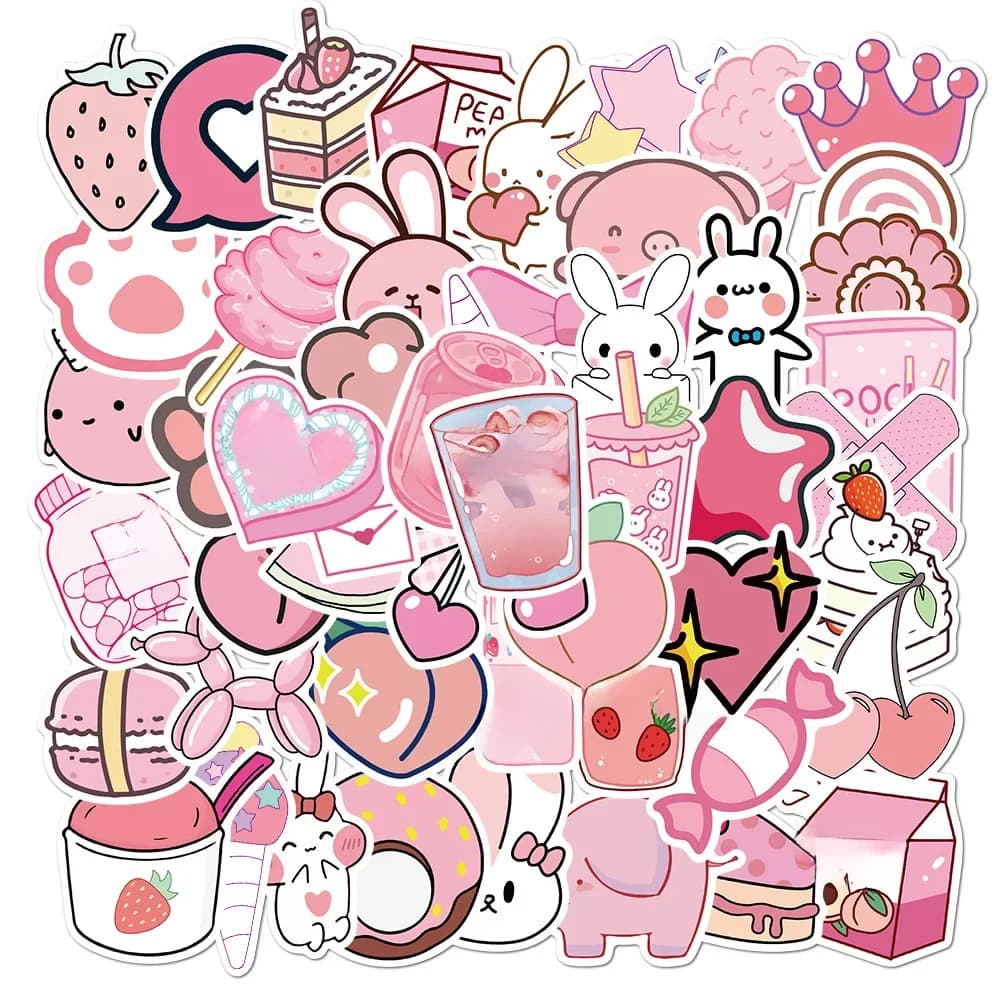 10/30/50 pièces, autocollants de dessin animé VSCO Style rose mignon, bricolage voiture vélo voyage bagages ordinateur portable jouet classique Graffiti autocollant pour enfants