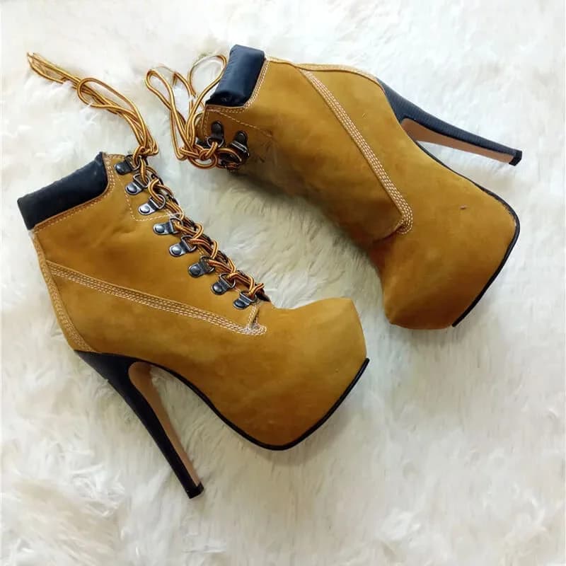 DALTolMaker-Bottes de rinçage à lacets pour femmes, chaussures à talons hauts et fins de 16cm et 4cm, bottes à plateforme, grande taille 35-46, mode