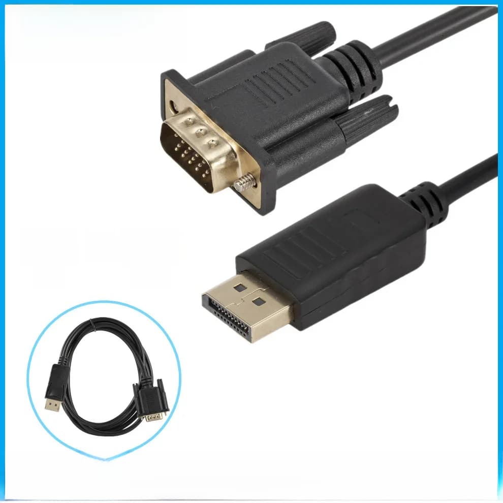 DisplayPort – câble adaptateur DP vers VGA mâle vers mâle de 1.8m, convertisseur pour ordinateur portable, moniteur HDTV, projecteur