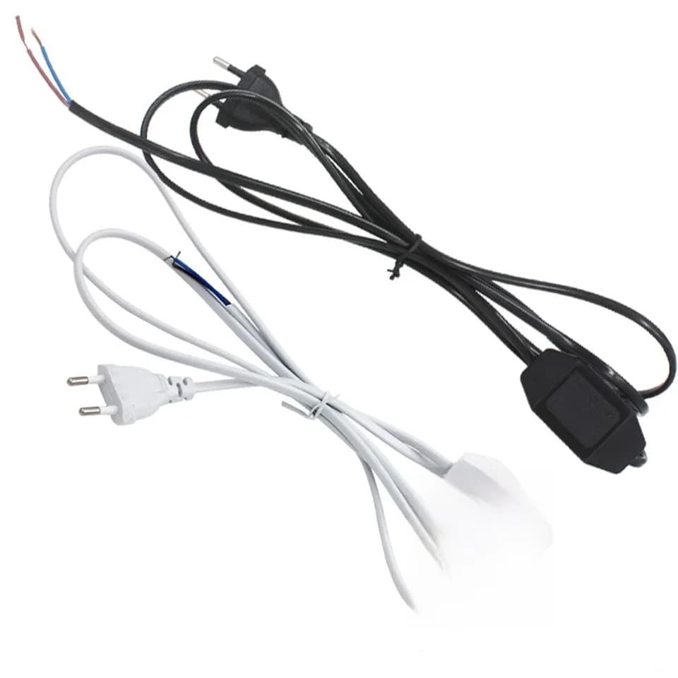 Cordon d'alimentation à découpage, prise ue, 1.8m, câble à fiche étendue avec interrupteur pour lampe de Table, lampadaire, fil électrique