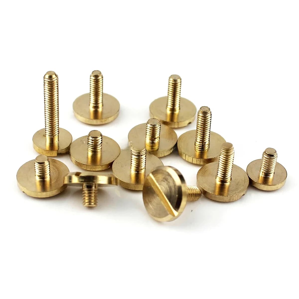 10 vis à tête plate M3 en laiton massif, sans écrous, pour ceintures et porte-monnaie, avec capuchons de 8 mm/10 mm et autres tailles