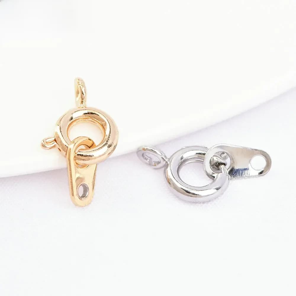 Fermoirs Ronds à Ressort en Laiton Plaqué Or 24K, Accessoires de Bijoux de Haute Qualité, 6x9mm, 10 Pièces, 3249