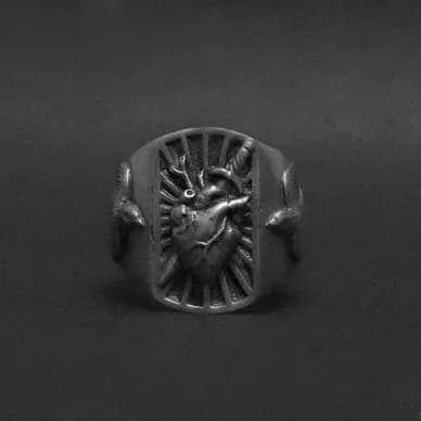 Bague coeur et poignard en acier inoxydable pour hommes et femmes, bijoux de motard punk, amulette animale, cadeau de fiançailles, livraison gratuite
