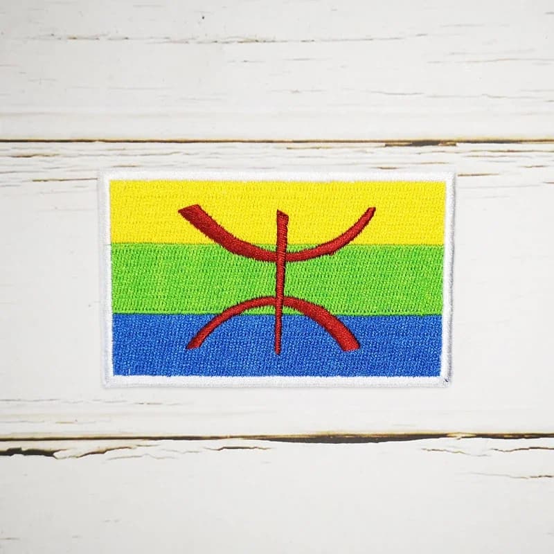 Drapeau berbère Patch complet 100% pour gilet chapeau jean fer sur étiquette d'insigne brodé 8*5 cm drapeau national de l'afrique du nord