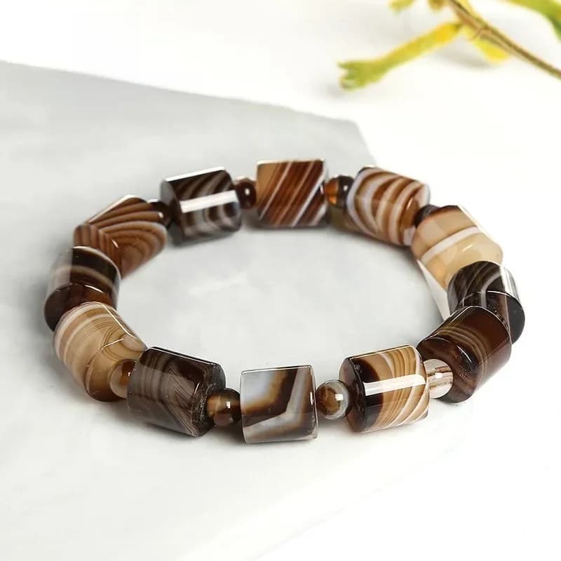 JD véritable naturel café dentelle Agate Bracelet femmes à la main tibétain bouddha main chaîne Tube chapelet prière charme Yoga Bracelets