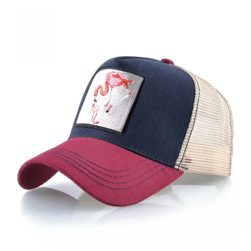 Casquette de Baseball avec Patch brodé de flamant rose, chapeau de Baseball en maille pour femmes et hommes, visière décontractée en plein air, Hip Hop