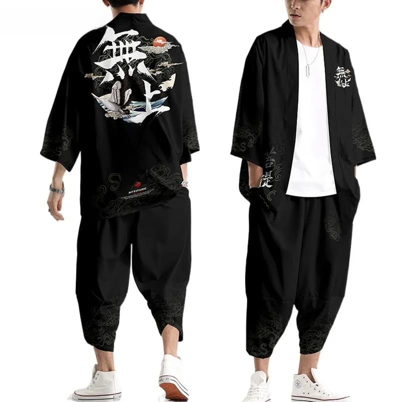 Ensemble Kimono et pantalon pour homme et femme, tenue ample, style samouraï chinois et japonais, Cardigan Harajuku, tenue Cosplay Yukata, grande taille, 20 Styles, S-3XL