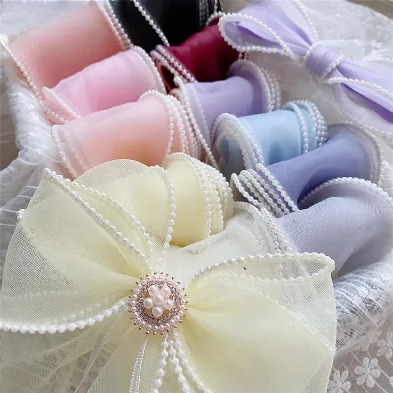 Kewgarden-Ruban en Organza Fait à la Main pour Bord de Perle, Accessoires pour Nministériels d de Cheveux, 6cm, 60mm, 28 Yards, Vente en Gros
