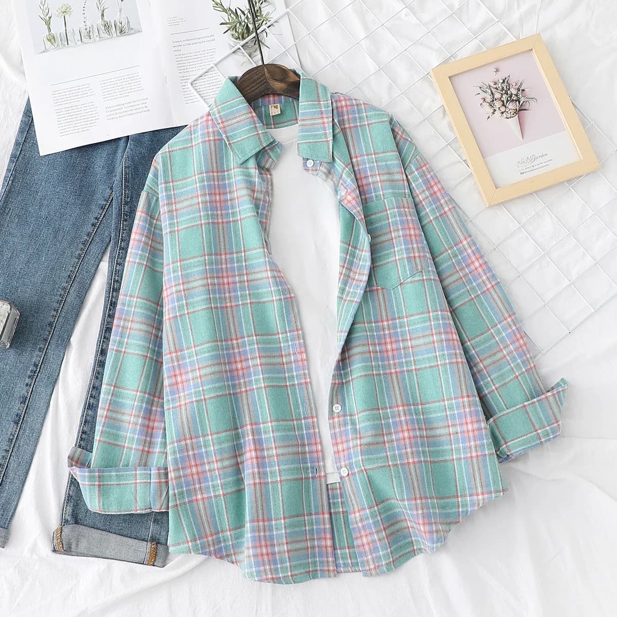 Marque décontracté femmes chemise à carreaux 2025 automne nouvelle Boutique dames chemisier ample et hauts femme à manches longues Blouses vêtements