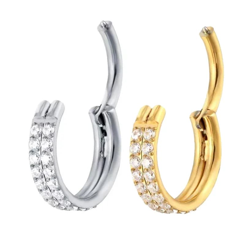 G23 Titanium Piercing Double Rangée CZ, Qualité Supérieure, Segment Haut, Anneaux, Petit Septum, Antarctique, Boucles d'Oreilles, Bijoux de Corps