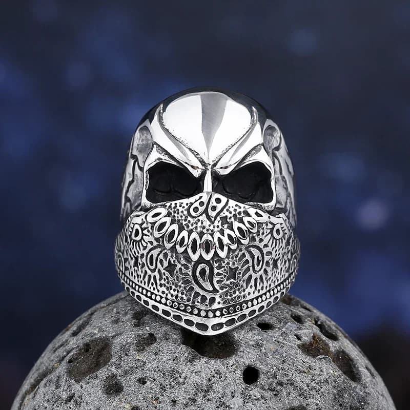Onlysda Anillo Hombre vente en gros en acier inoxydable gothique crâne masque anneau motard Hiphop rock bijoux Unique Halloween cadeau pour hommes