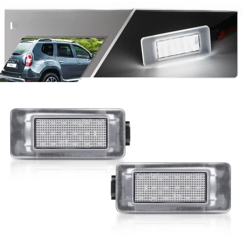 2x convient pour Renault Dacia Duster II HM 2018-sans erreur SMD blanc Led numéro plaque d'immatriculation lumières Auto étiquettes de stationnement lampes