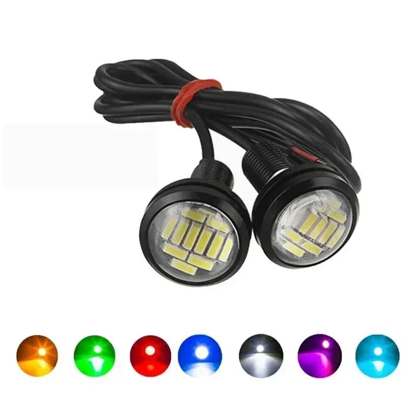 2 pièces oeil d'aigle LED 23mm 4014 12SMD voiture diurne feux de recul clignotants Auto plaque d'immatriculation lampes blanc