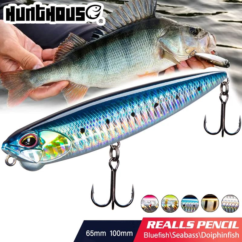 Leurre de pêche flottant Hunthouse WTD, 100 mm/14,5 g, 65 mm/5,5 g, wobbler de surface, leurre en bâton pour la pêche au black-bass, à la truite, équipement de pêche