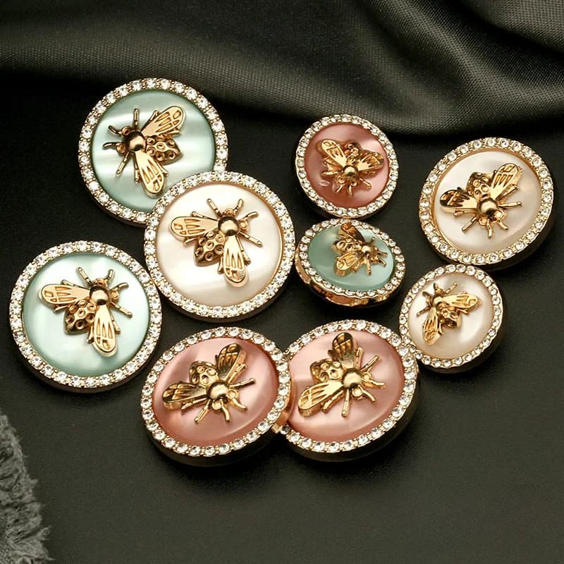 Lèvent de perles en biscuits antiques pour vêtements, décor en métal doré, équation rose et bleue, manteau cardigan et pull, couture grossier, nouveauté, 6 pièces