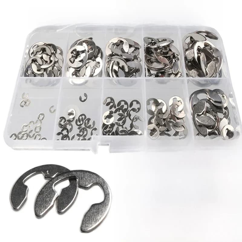 120/200/550 pièces 1.5/2/3/4/5/6/7/8/9/10mm e-clips anneau de retenue à pression Kit de circlips en acier inoxydable en acier au carbone E Type Clips