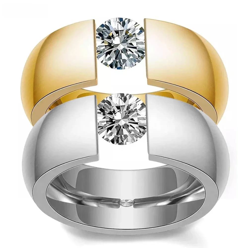 NIBASTAR – bague en Zircon incrusté pour femmes, bijoux de doigt en acier inoxydable, bagues de mariage de fiançailles