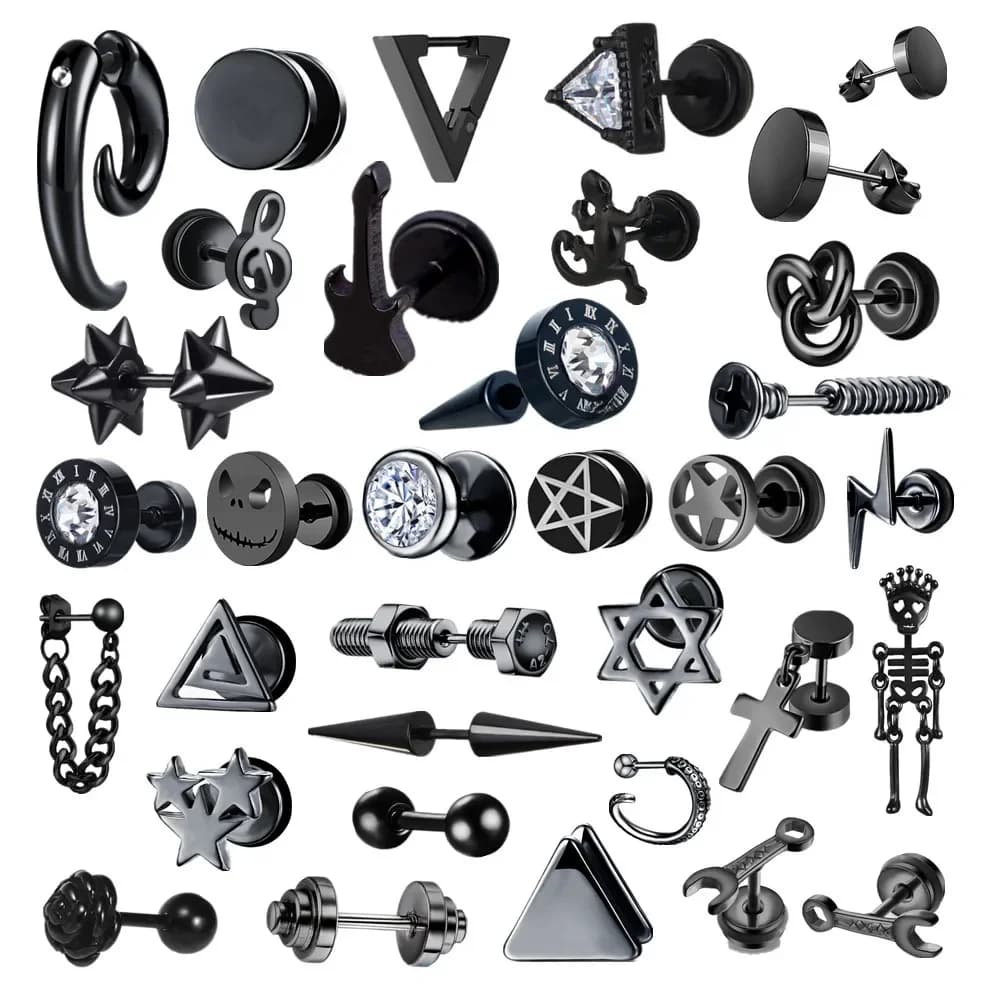 Petites Boucles d'Oreilles Punk Noires pour Homme et Femme, en Acier Inoxydable, Accessoires de Bijouterie, Nouvelle Mode, 2020