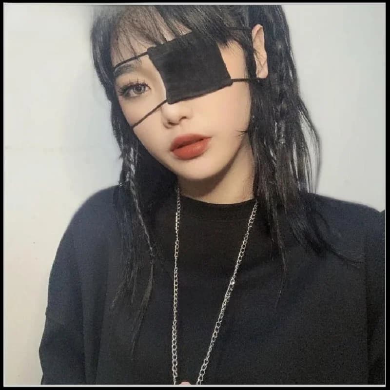 Costume Cosplay Anime pour femme, masque pour les yeux unique, couvre-chef avec les yeux bandés, broderie coeur LOLITA ANIME COéventuelles LAY